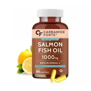 Carbamide Forte Salmon Fish Oil 1000 mg Capsules for Heart, Joint, Bone and Skin (90 Capsules)