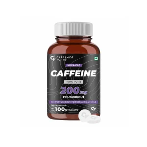 Carbamide Forte Caffeine 200mg Pre-Workout for Energy, Performance and Focus (100 Capsules)