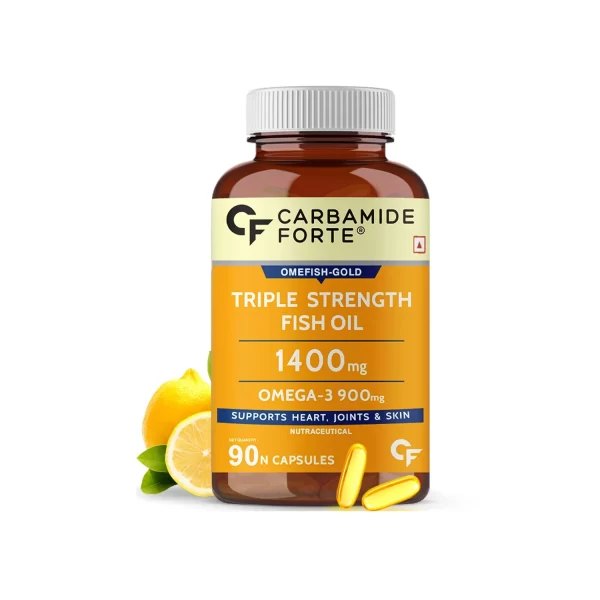 Carbamide Forte Triple Strength Fish Oil 1400 mg Capsules for Heart, Joint and Skin (90 Capsules)