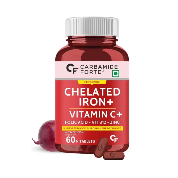 Carbamide Forte Chelated Iron Vitamin C, B12, Folic Acid and Zinc Tablet (60 Tablets)