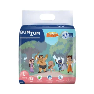 Bumtum Chota Bheem Ultrasoft Baby Diaper Pants Large 9 to 14 Kg - 74 Diapers