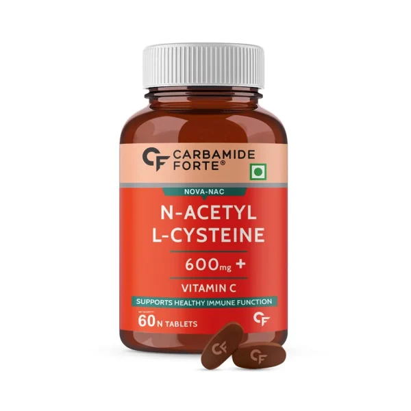 Carbamide Forte N Acetyl Cysteine 600mg Supplements with Vitamin C 80mg - 60 Veg Tablets - Cureka