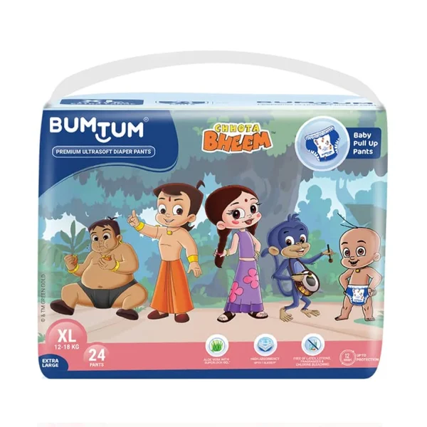 Bumtum Chota Bheem Ultrasoft Baby Diaper Pants XL 12 to 17 Kg Bumtum Chota Bheem Ultrasoft Baby Diaper Pants XL 12 to 17 Kg - 24 Diapers