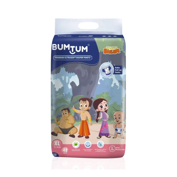 Bumtum Chota Bheem Ultrasoft Baby Diaper Pants XL 12 to 17 Kg Bumtum Chota Bheem Ultrasoft Baby Diaper Pants XL 12 to 17 Kg - 48 Diapers