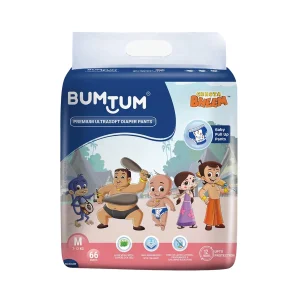 Bumtum Chota Bheem Ultrasoft Baby Diaper Pants Medium 7 to 12 Kg - 66 Diapers