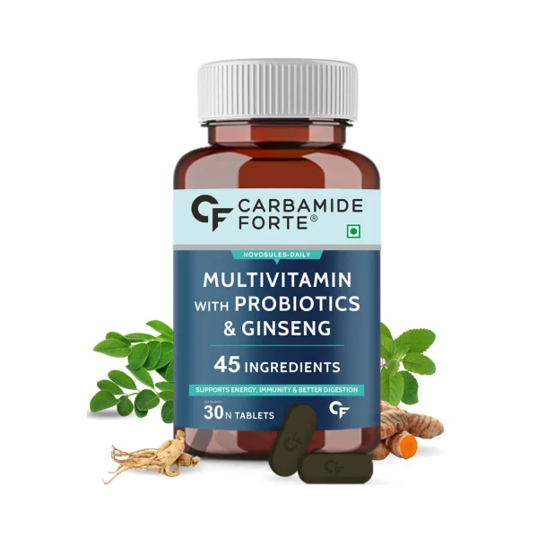 Carbamide Forte Multivitamins with Probiotics and Ginseng Tablets for Energy, Immunity, Digestion (30 Tablets)