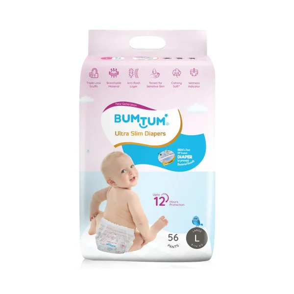 Bumtum Ultra Slim UV Protected Diaper Pants - Large (56 Diapers)