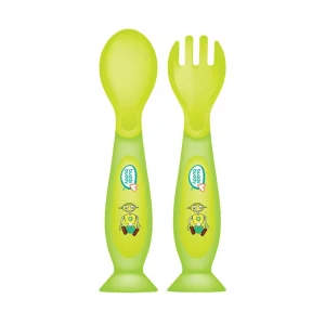 BuddsBuddy Premium Fork and Spoon Set with Suction for Babies from 3+ Months - 2Pieces