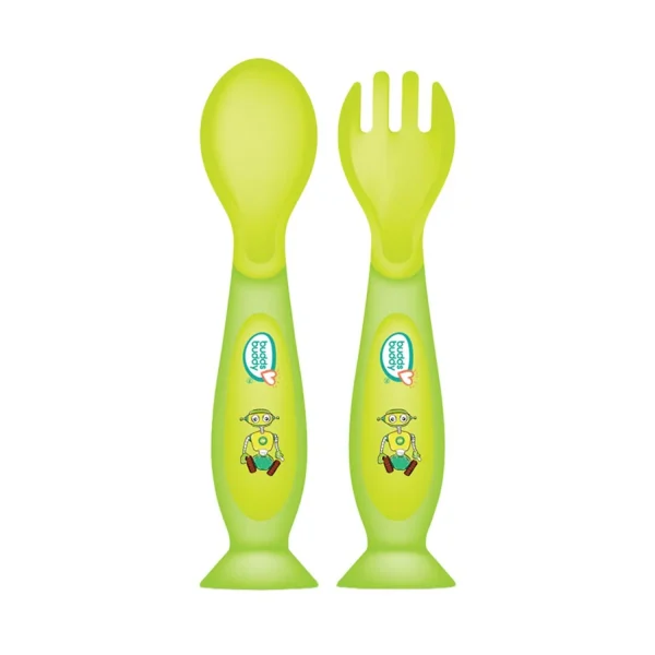 BuddsBuddy Premium Fork and Spoon Set with Suction for Babies from 3+ Months - 2Pieces
