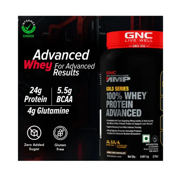 GNC AMP Gold 100% Whey Protein Advanced 2lbs - 0.907kg (Double