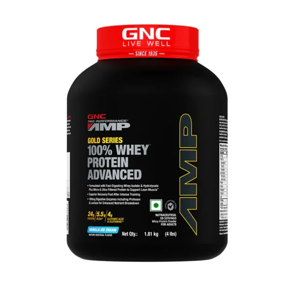 GNC AMP Gold 100% Whey Protein Advanced 4lbs - 1.81kg (Vanilla Ice Cream)
