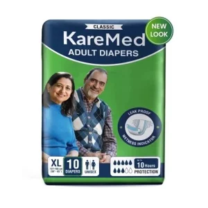 Kare Med Classic Adult Diapers, Tape Style, 10 Hours Protection - XL (10 Diapers)
