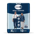 Karein Premium Adult Diapers, Tape Style, 12 Hours Protection – XL (10 Diapers)