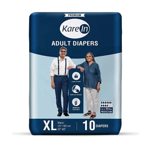 Karein Premium Adult Diapers, Tape Style, 12 Hours Protection - XL (10 Diapers)