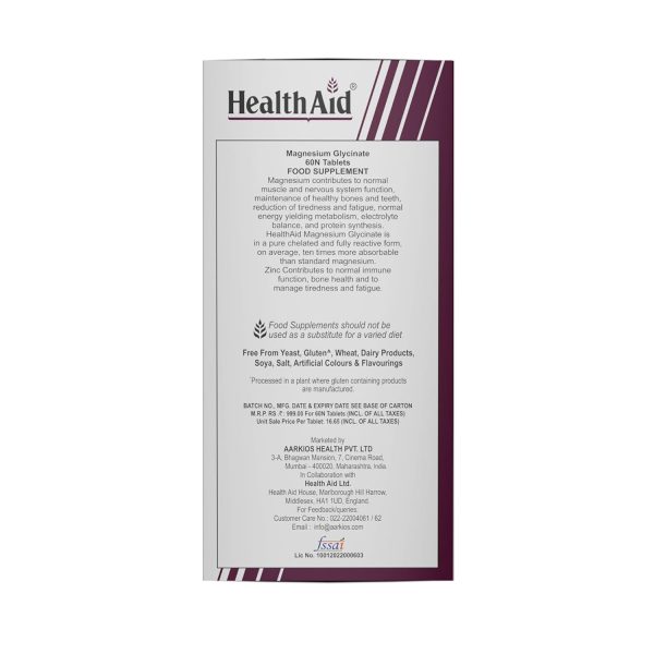 HealthAid Magnesium Glycinate With Zinc Tablets (60 Nos)