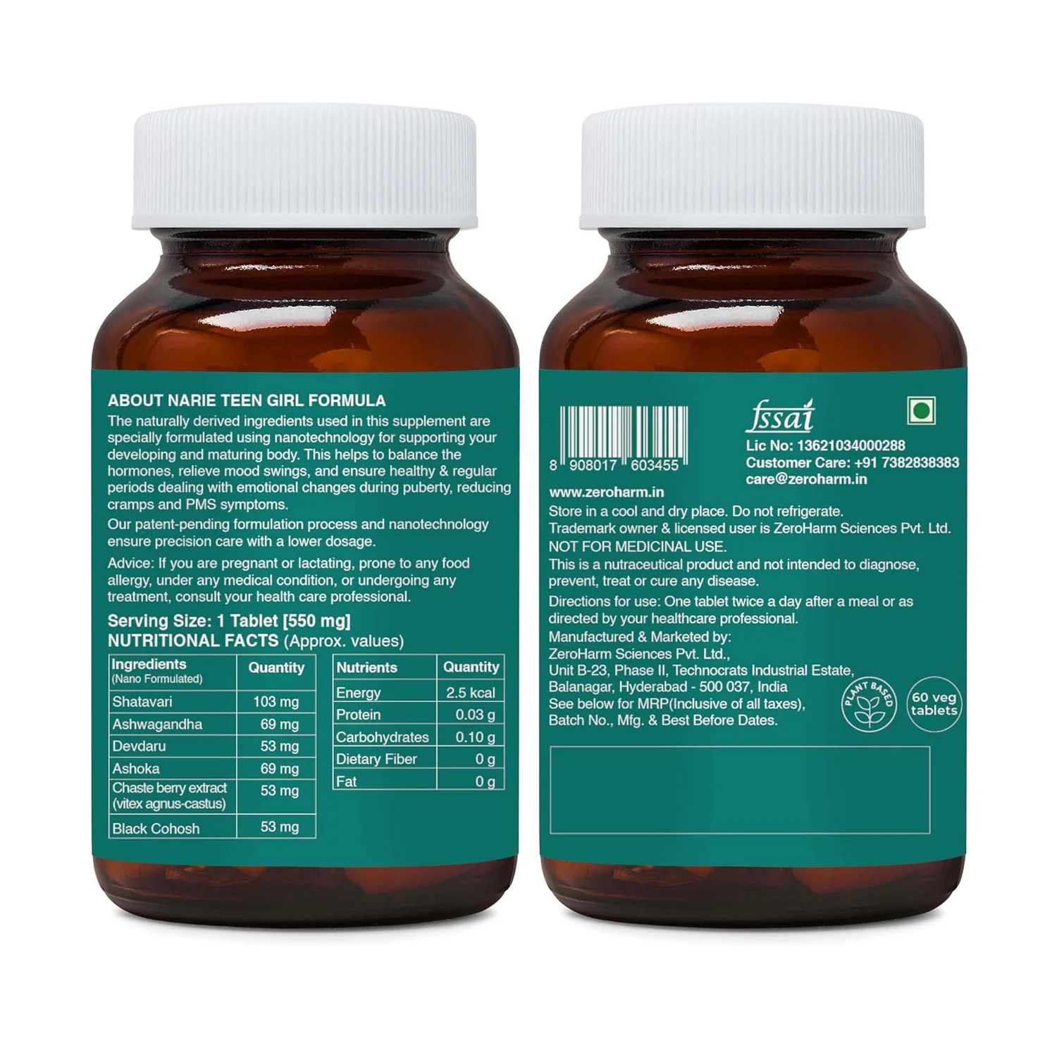 Zeroharm Narie Teen Girl Formula – 60 Veg Tablets - Image 3