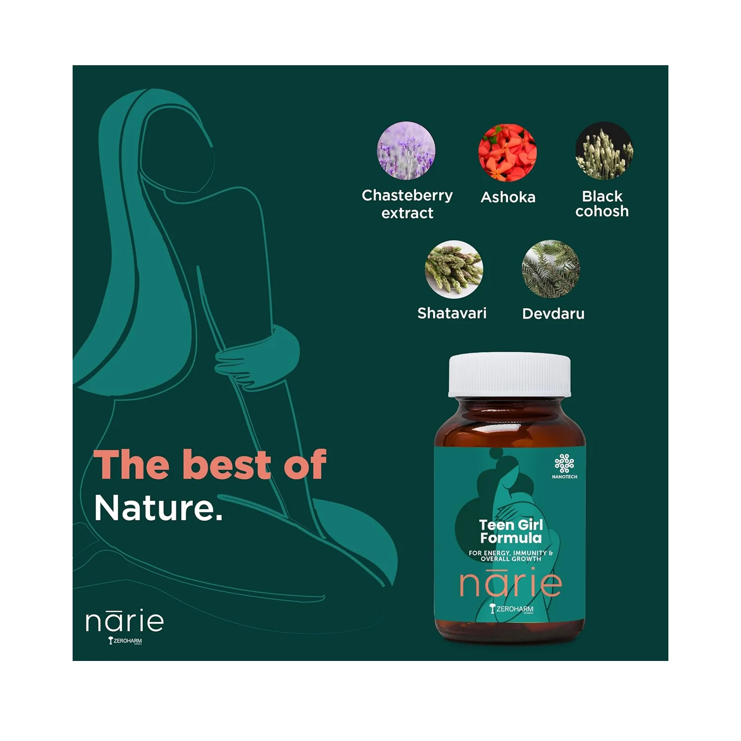 Zeroharm Narie Teen Girl Formula – 60 Veg Tablets - Image 4