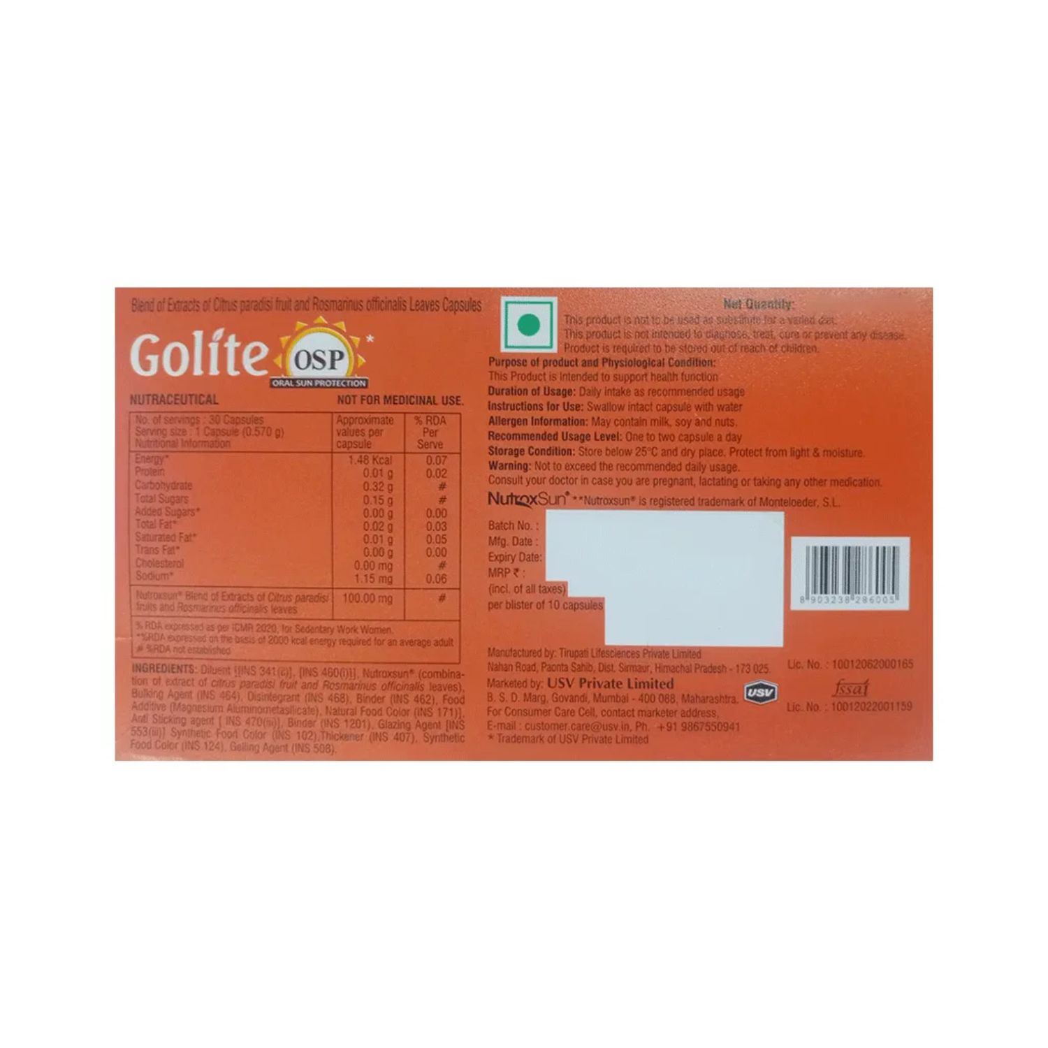 Golite OSP Capsules (1 x 10)