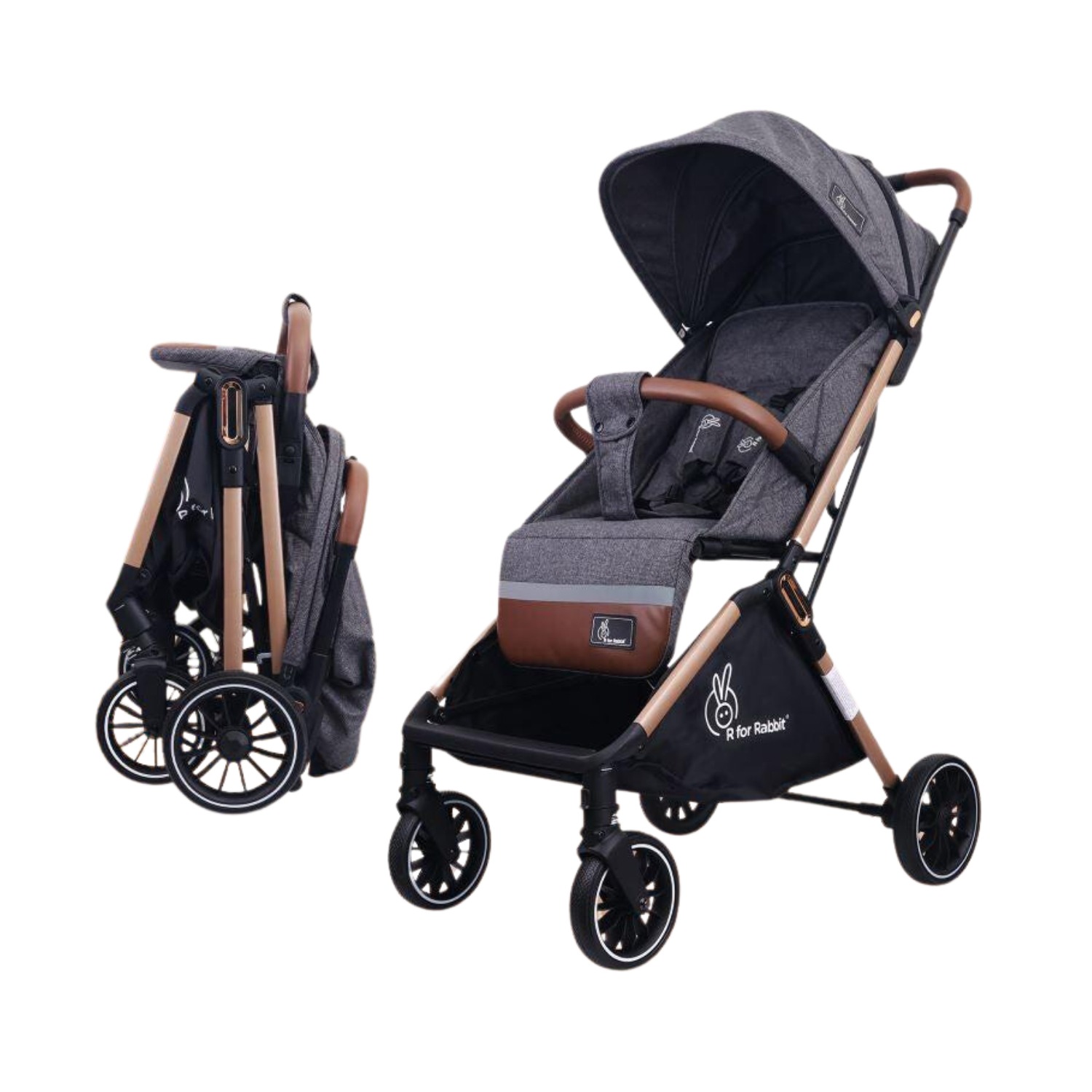 R for Rabbit Street Smart Auto Fold Stroller (Ash Grey)