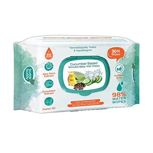 BuddsBuddy Cucumber Based Skincare Baby Wet Wipes 30 Wipes
