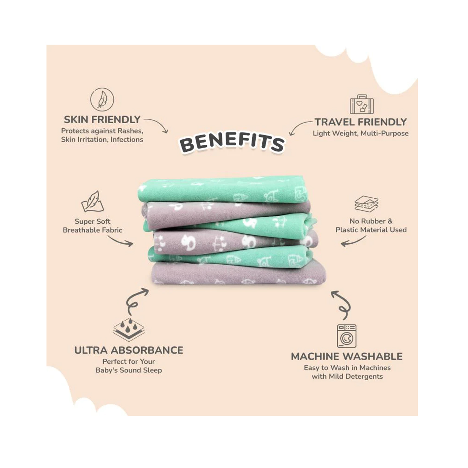 R for Rabbit Dry Nap Pee Premium Protector Sheet Green