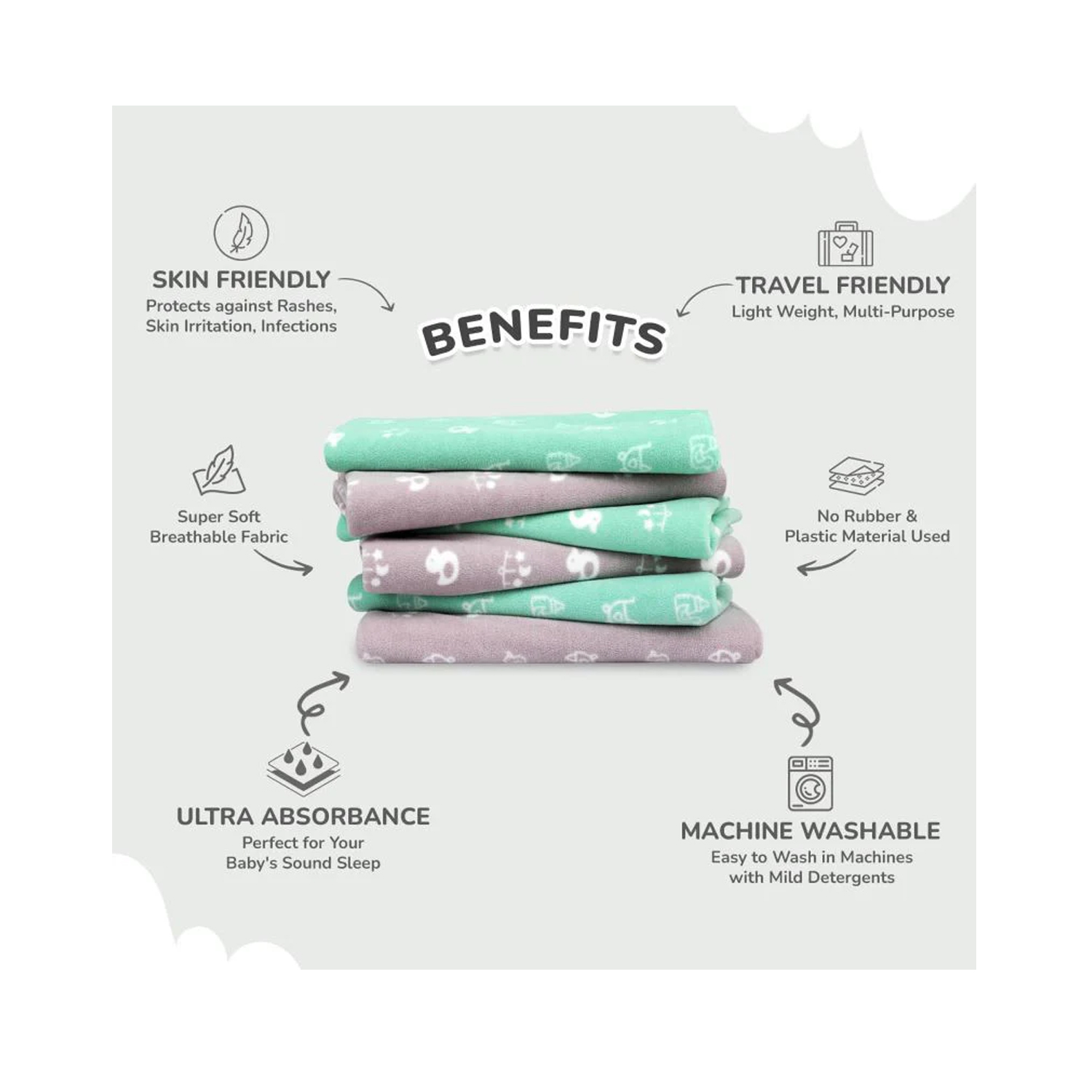 R for Rabbit Dry Nap Pee Premium Protector Sheet Grey