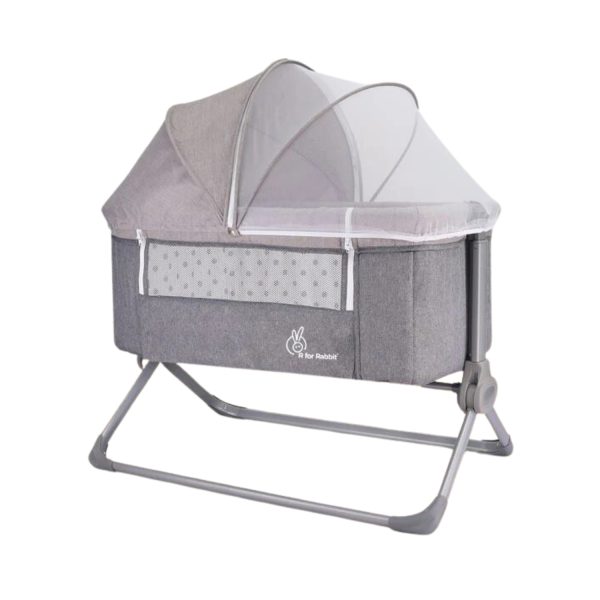 R for Rabbit Hop A Little Baby Cot (Dark Grey)