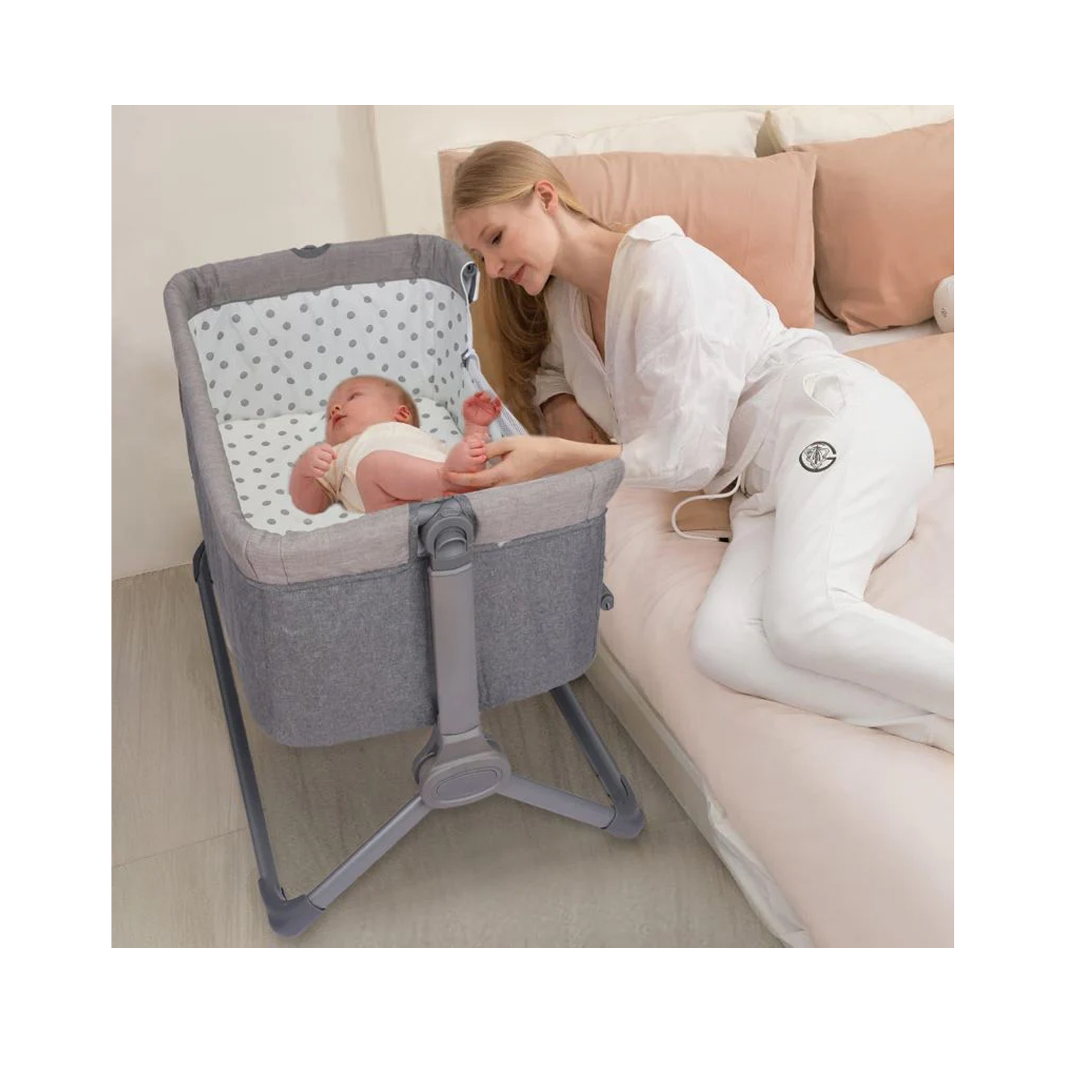 R for Rabbit Hop A Little Baby Cot (Dark Grey)