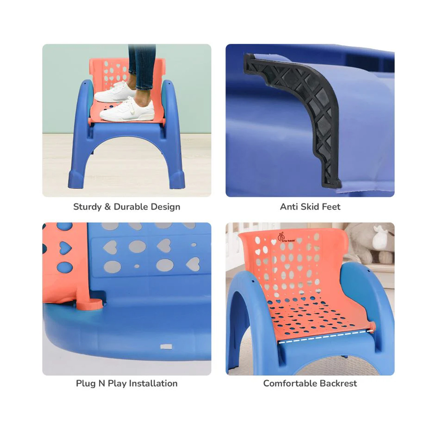 R for Rabbit Jelly Bean 3 in 1 Multi-Functional Kids Chair (Orange Blue)