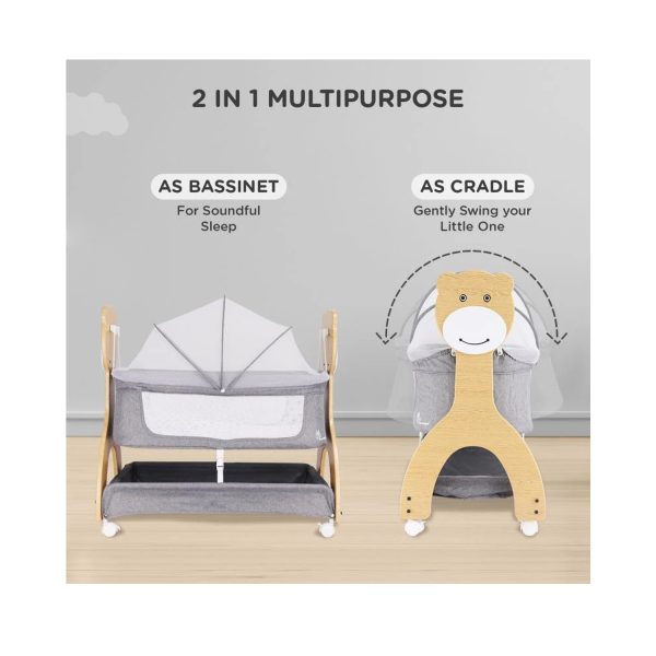 R for Rabbit Lullabies Woodsy Manual Baby Cradle (Dark Grey)