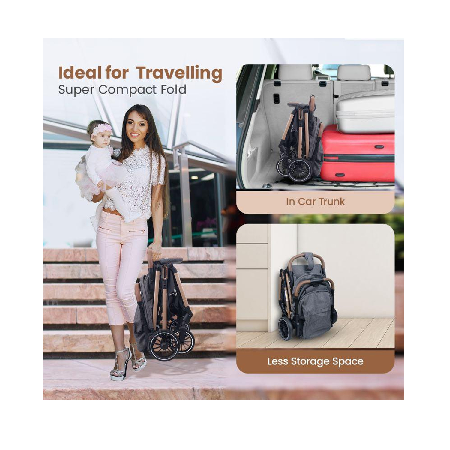 R for Rabbit Street Smart Auto Fold Stroller (Ash Grey)