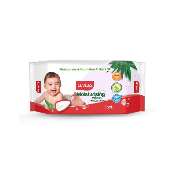 LuvLap Baby Wipes with Aloe Vera without Flip-Top Lid 72 Wipes (Pack of 2)