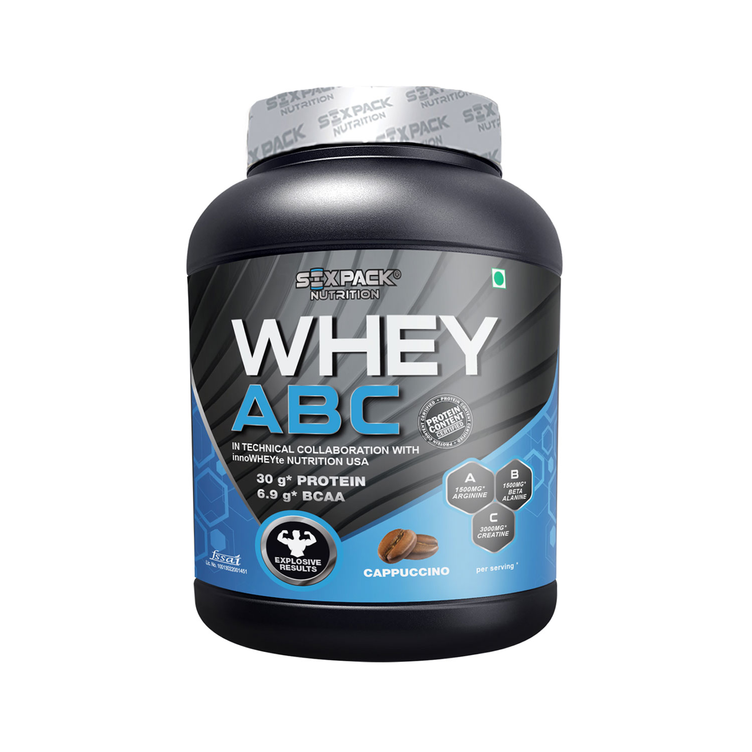 six pack nutrition whey protein powder Cappuccino