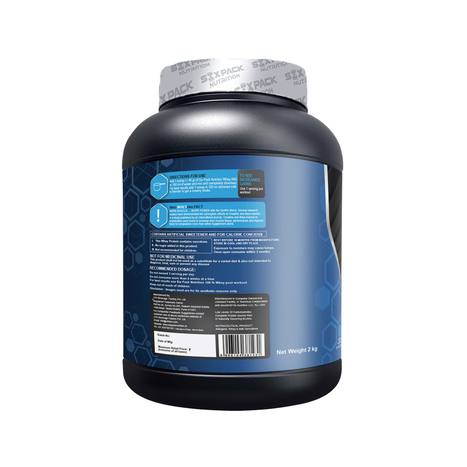six pack nutrition whey protein powder 2kg