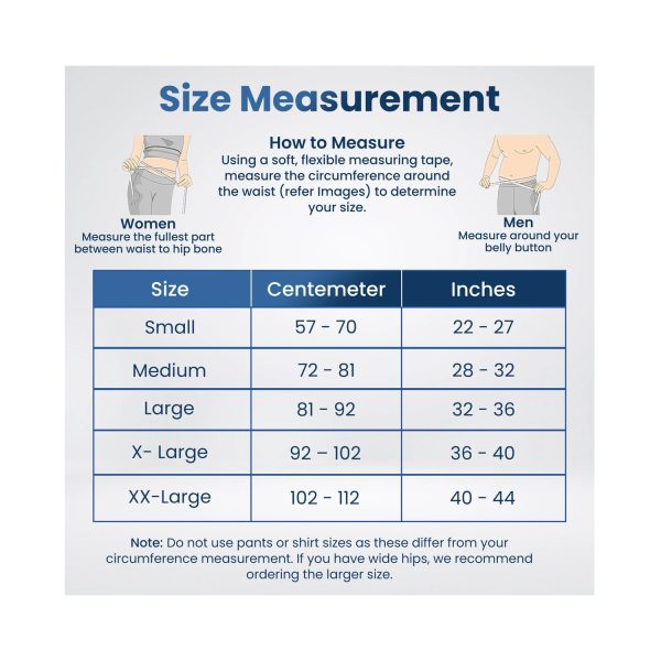 size chart of Dr Trust Lumbo Sacral Support Belt
