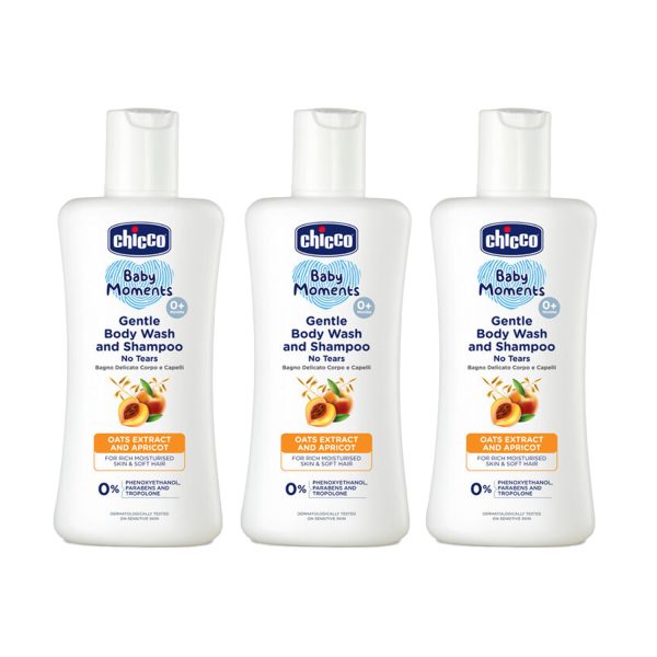 Chicco No Tears Gentle Body Wash and Shampoo 100 ml (Pack of 3)