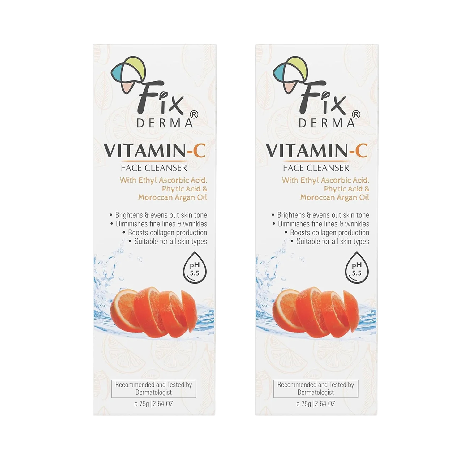 FixDERMA Vitamin C Brightening Face Cleanser 75g (Pack of 2)