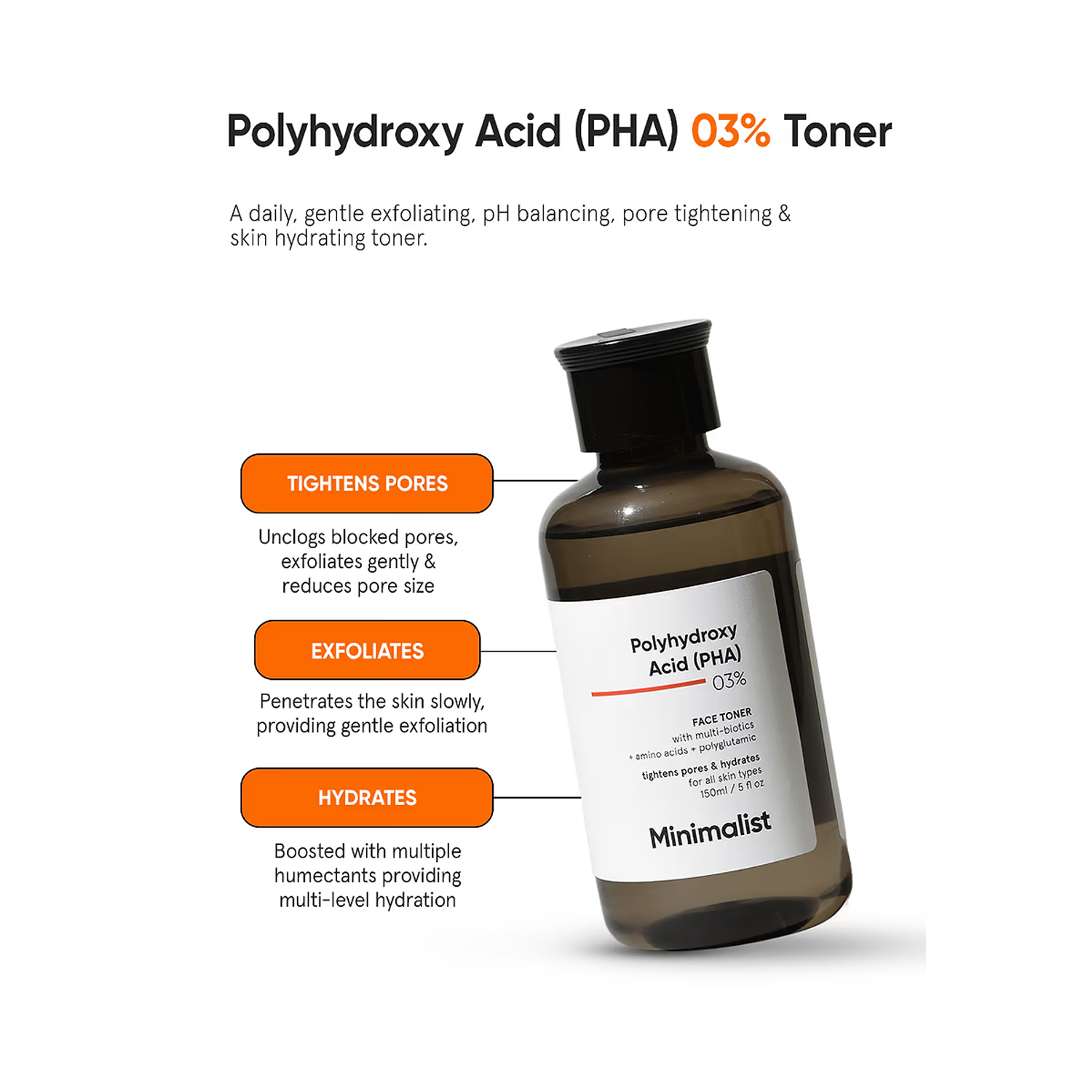 Minimalist Polyhydroxy Acid (PHA) 03% Face Toner (150ml)