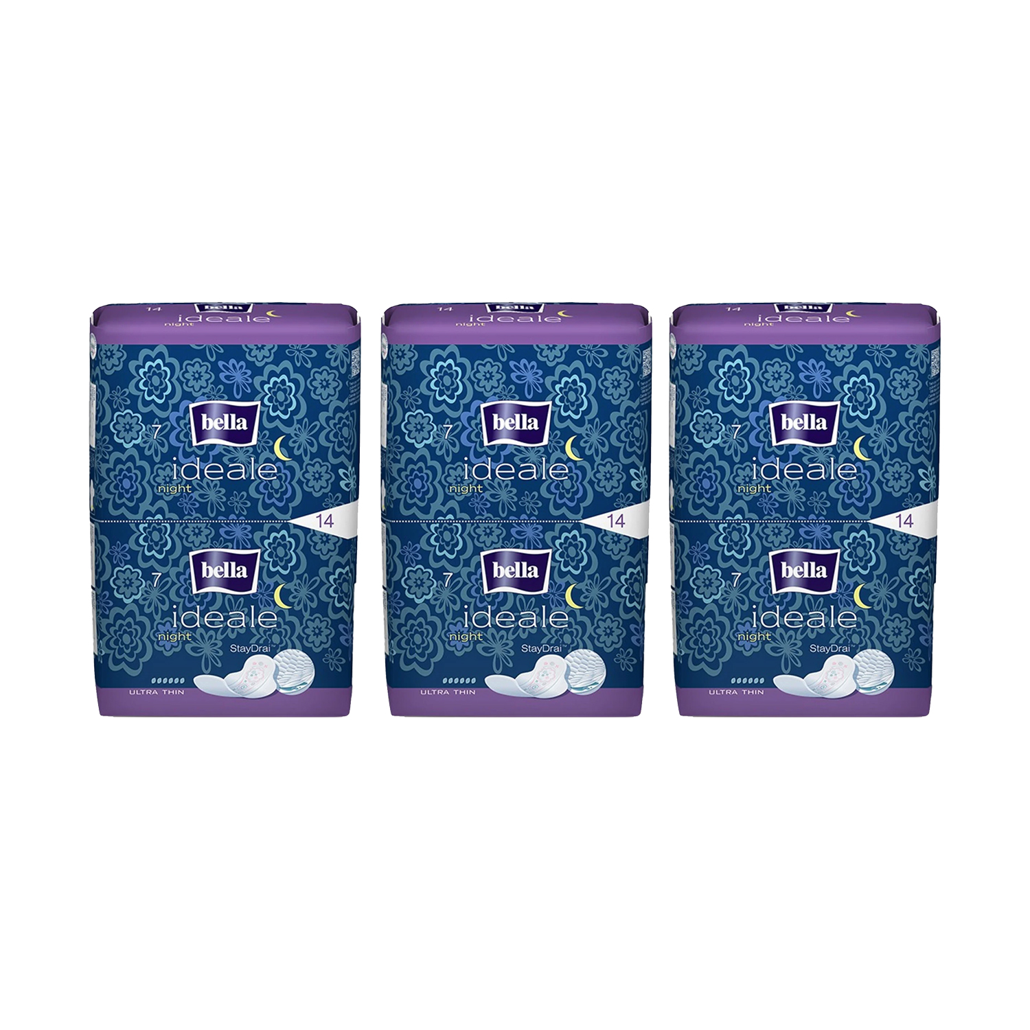 Bella Ideale Night Stay Drai Sanitary Pad Ultra Thin (14 Pads) (Pack of 3)