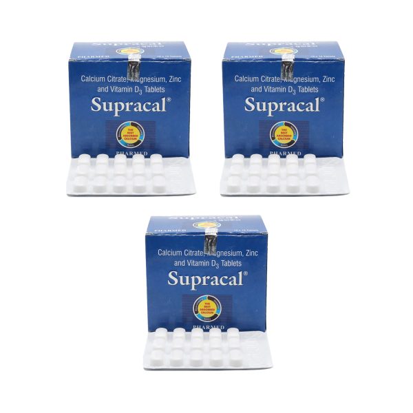 Supracal Calcium Tablets for Bone Health (1X 15 Tablets) Pack of 3
