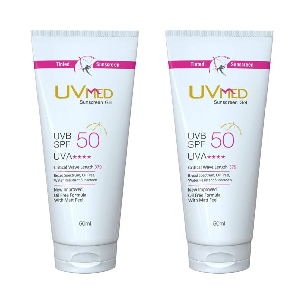 Uvmed Tinted Sunscreen Gel SPF 50 (50ml) Pack of 2 Uvmed Tinted Sunscreen Gel SPF 50 (50ml) Pack of 2