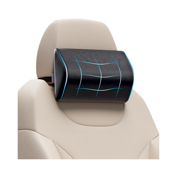 Fovera Car Headrest Support Pack of 1 (Velvet Black) – Medium