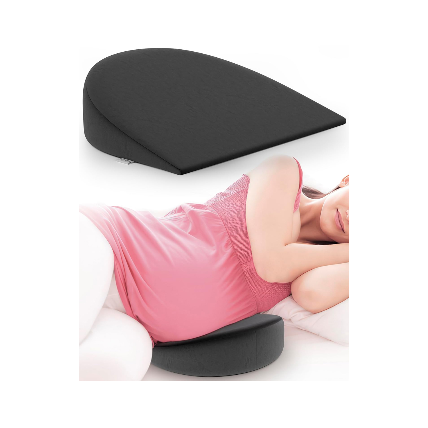 Fovera Cool Gel Memory Foam Pregnancy Pillow (Velvet Dark Grey)