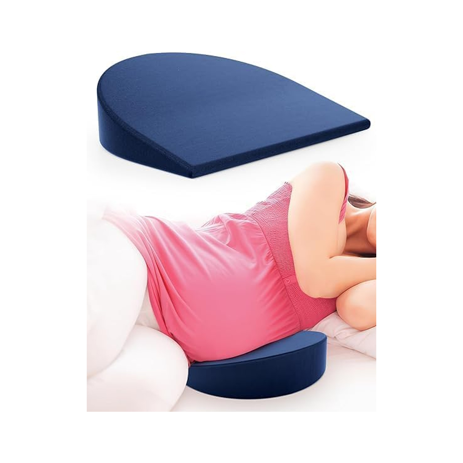 Fovera Cool Gel Memory Foam Pregnancy Pillow (Velvet Navy Blue)