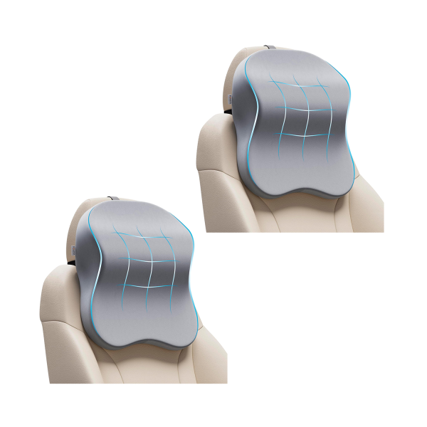 Fovera Car Headrest Support Pack of 2 (Velvet Grey) - Small Fovera Car Headrest Support Pack of 2 (Velvet Grey) - Small