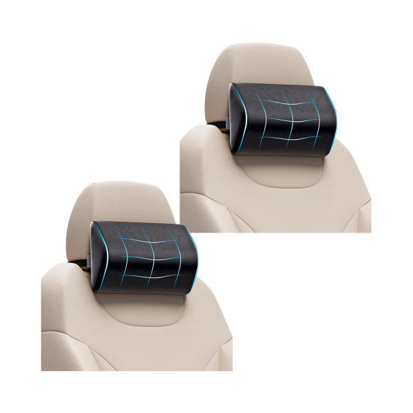 Fovera Car Headrest Support Pack of 2 (Velvet Black) – Medium
