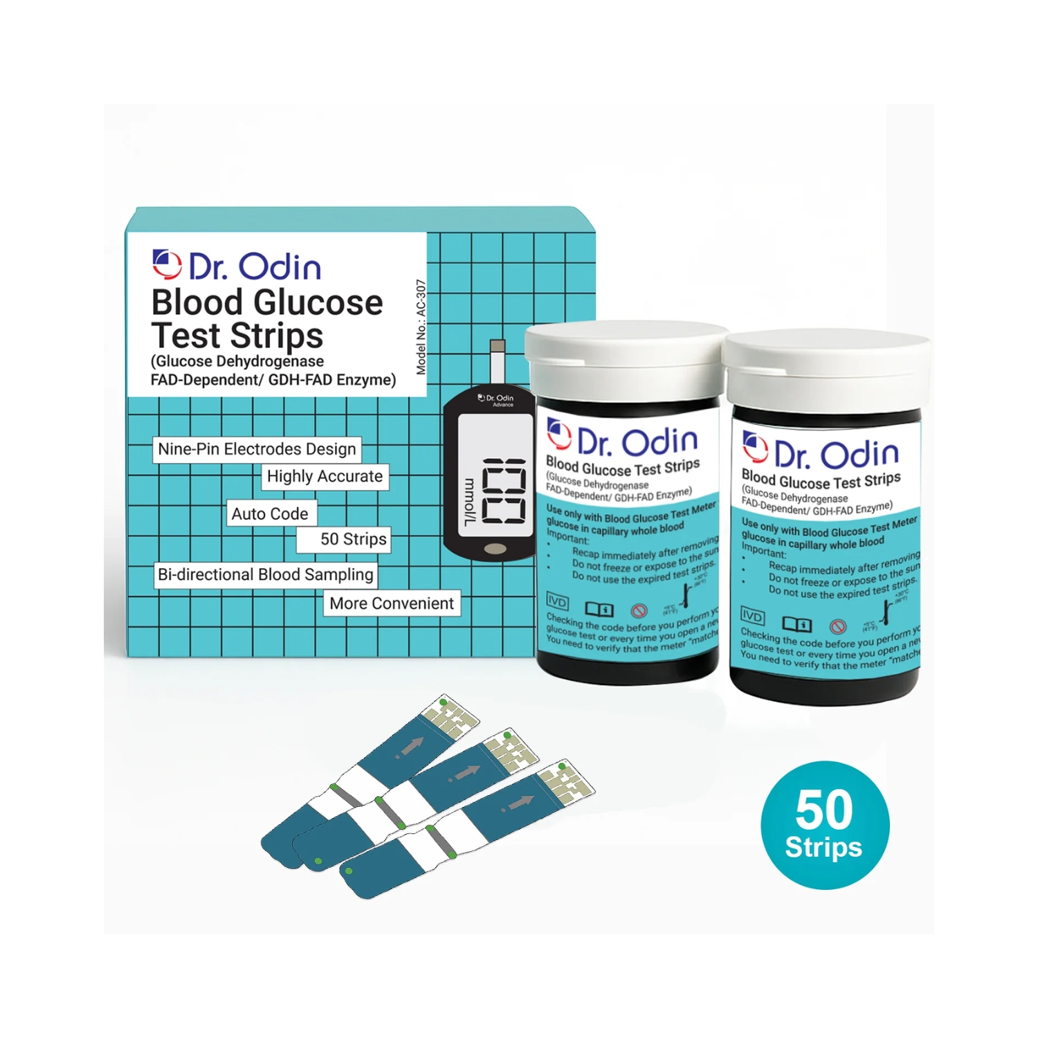 Dr. Odin Blood Glucose Test Strips AC307 GDH (50 Strips)