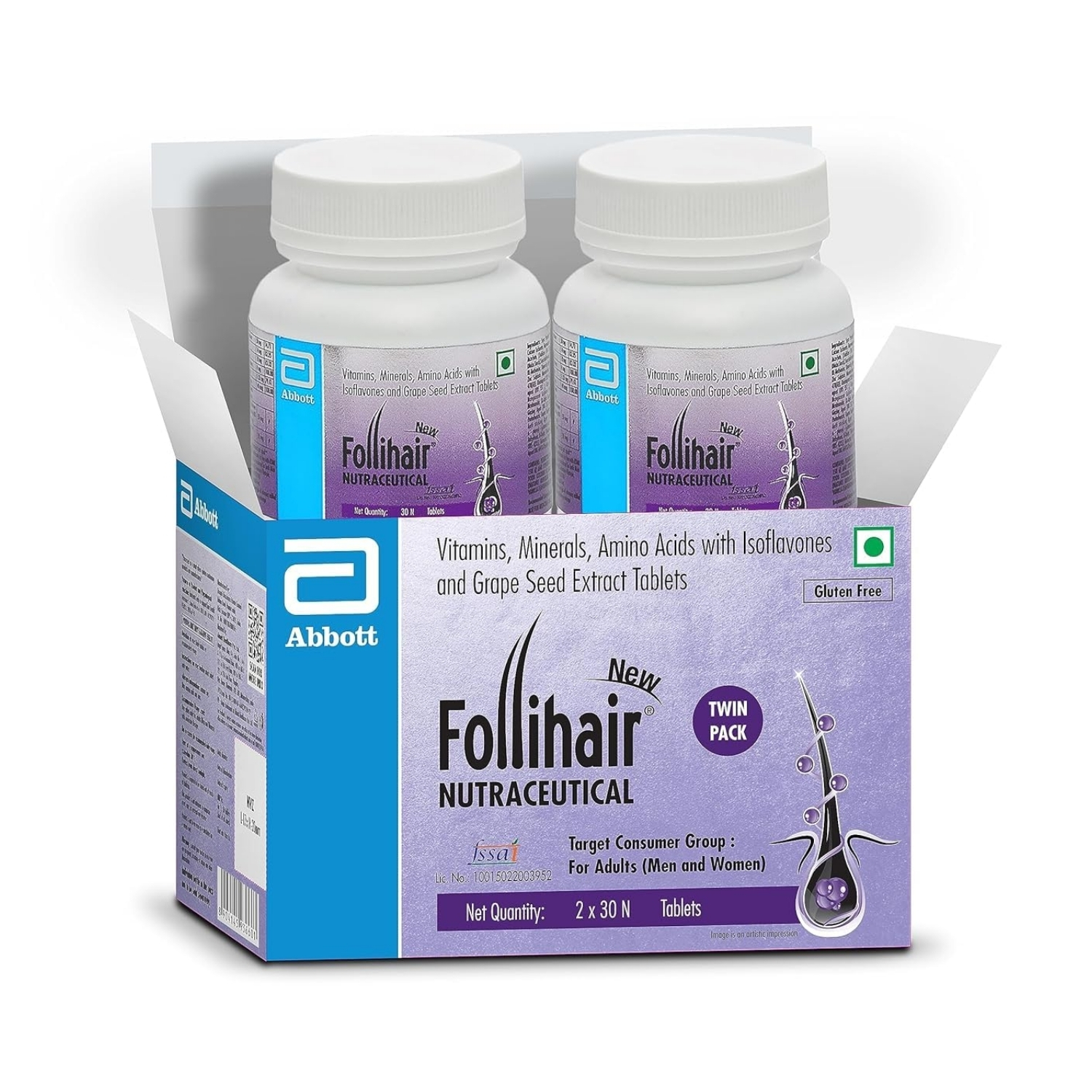 Follihair Hairfall Control Tablets for Adults Twin Pack (2 x 30 N)