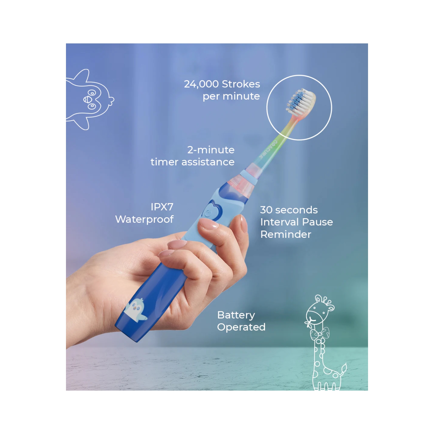 KSB100 Kids Sonic Battery Operated Electric Toothbrush (7)