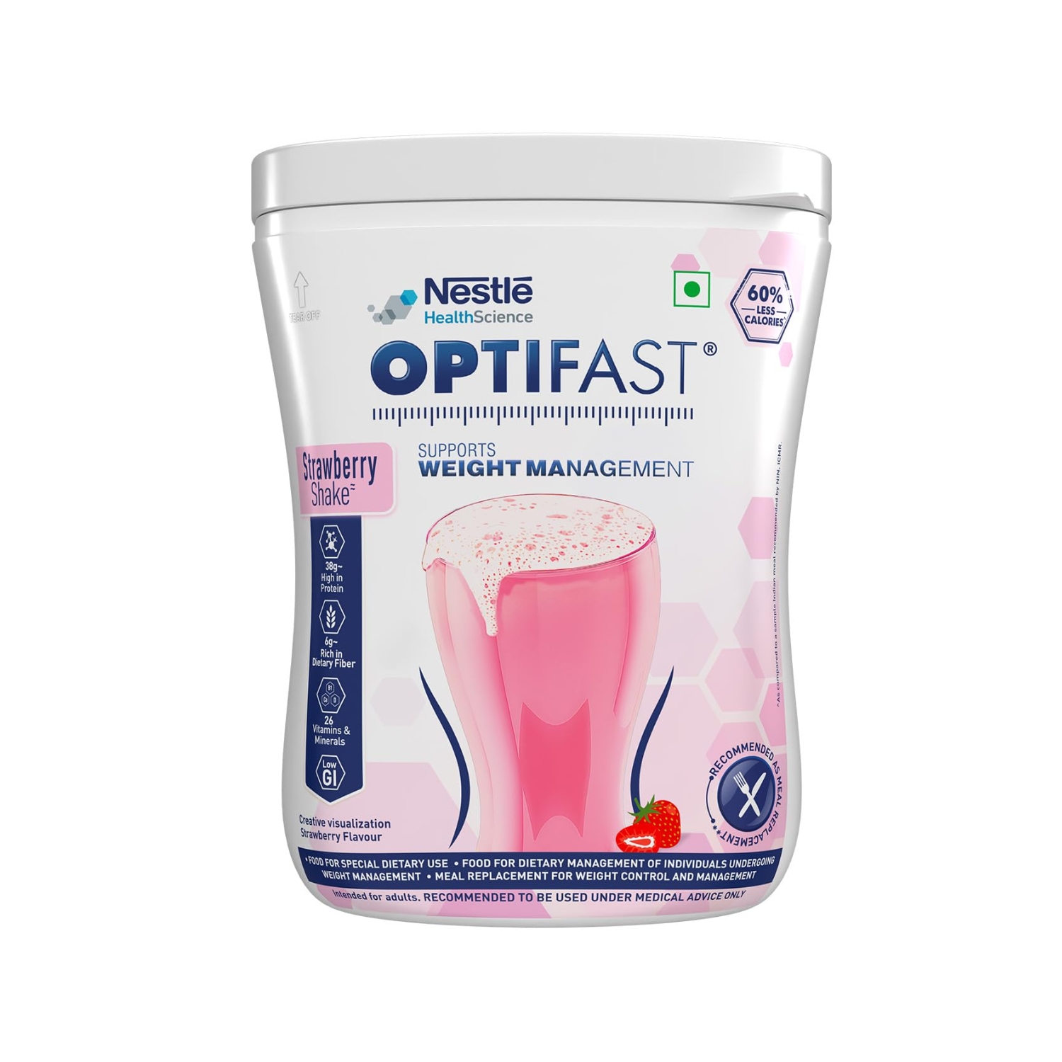 Nestle Optifast Weight Management Meal Replacement Shake Strawberry 400g Jar